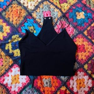 black spaghetti strap bodysuit